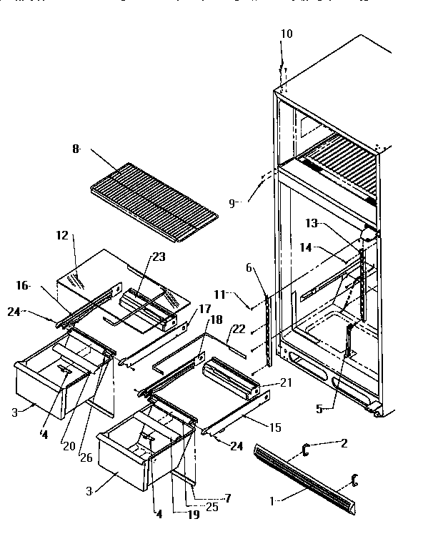 Amana TW18S2W-P1194401W cabinet shelving diagram