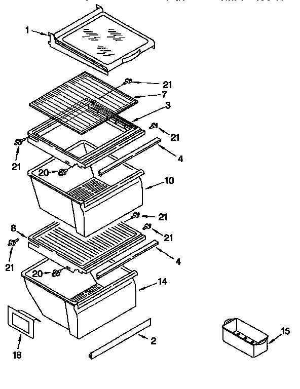 Kenmore 1069500520 refrigerator shelf diagram
