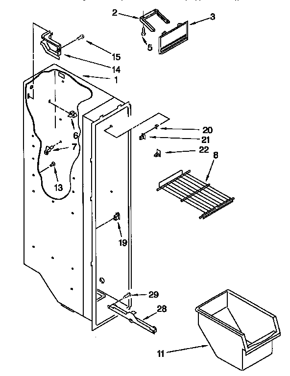 Kenmore 1069500520 freezer liner diagram