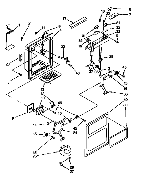 Kenmore 1069500520 dispenser front diagram