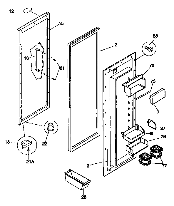 Frigidaire FRS24WSCB1 refrigerator door diagram