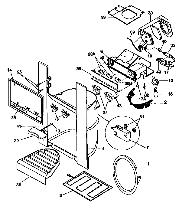 Frigidaire FRS24WSCB1 ice and water dispenser diagram