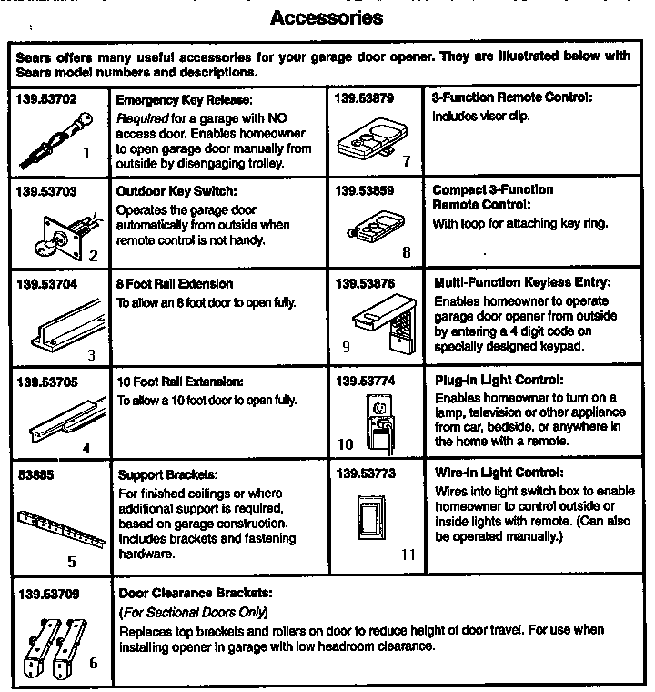 Craftsman 13953800SRT accessories diagram