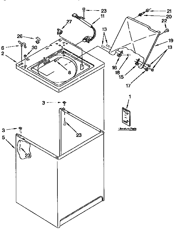 Kenmore 11091552200 top and cabinet diagram