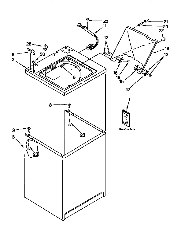 Kenmore 11091551210 top and cabinet diagram