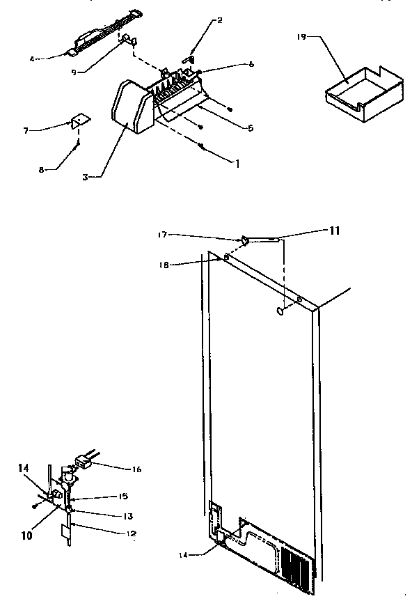 Amana THI18S3W-P1195401W factory installed ice maker diagram