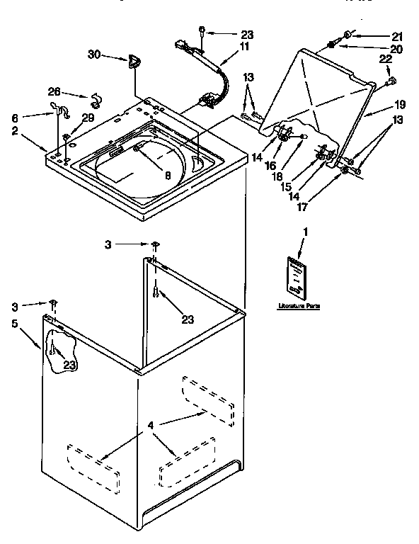 Kenmore 11092597400 top and cabinet diagram