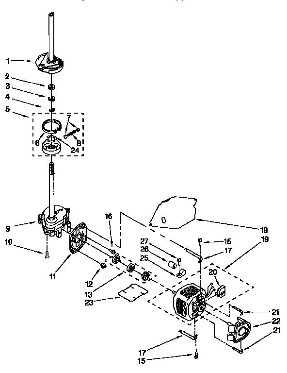 Kenmore 11092597400 gearcase, motor and pump diagram