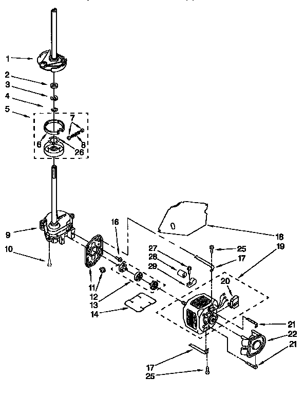 Kenmore 11092587210 brake, clutch, gearcase, motor & pump diagram