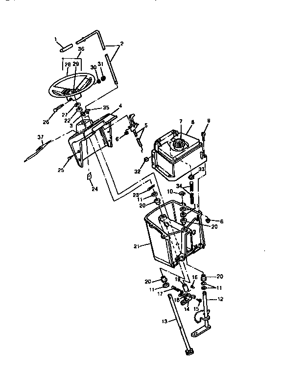 Sabre 1546 console, tank, steering and pto diagram