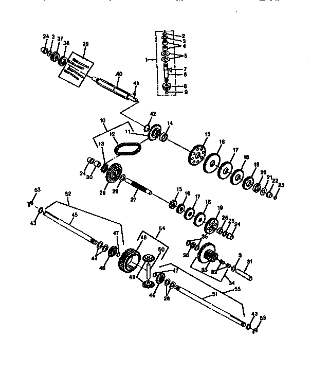 Sabre 1546 transaxle shafts and gears diagram