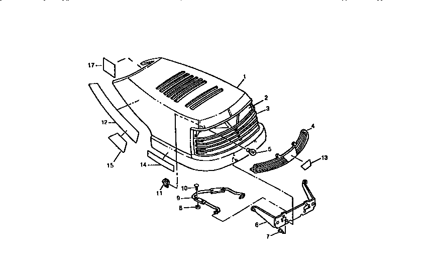 Sabre 1538 hood and grille diagram