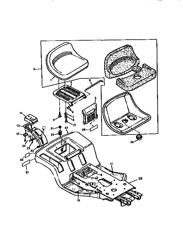 Sabre 1538 frame and seat diagram