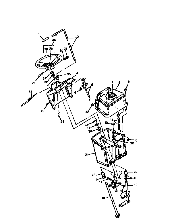 Sabre 1538 console, tank, steering lever diagram