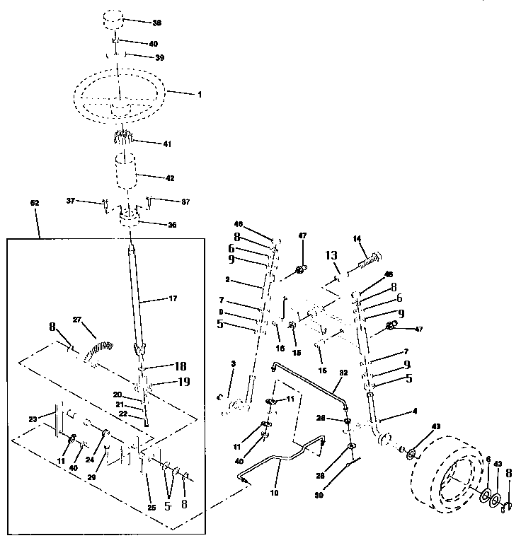 Craftsman 917252562 steering assembly diagram