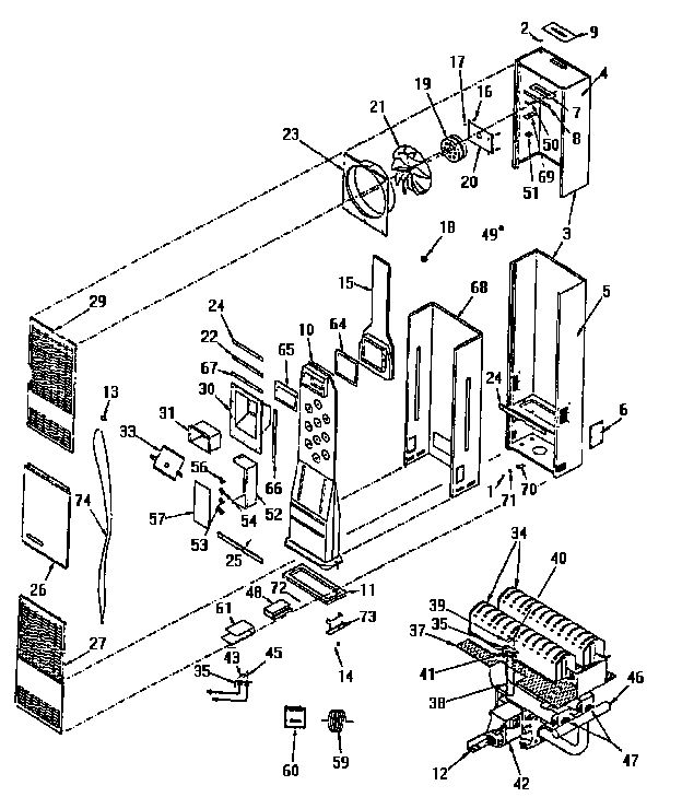 Kenmore 693357130 functional replacement parts diagram