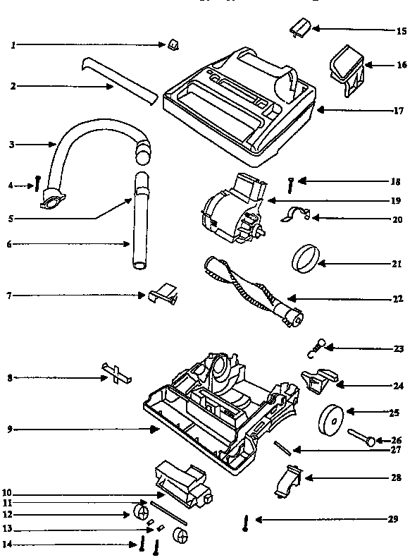 Eureka AV9875AT nozzle and motor assembly diagram