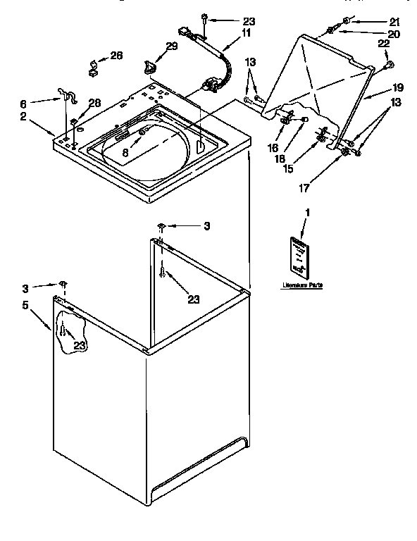 Kenmore 11092580900 top and cabinet diagram