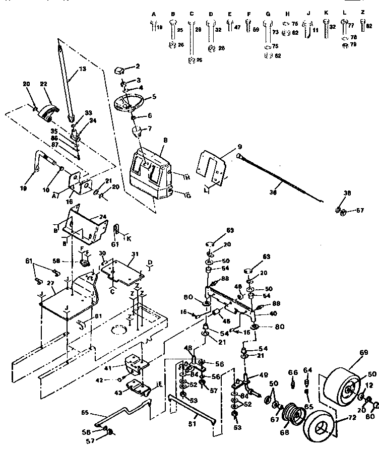 Craftsman 917255891 steering and front axle diagram