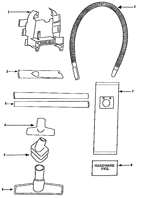 Eureka 9734DTH attachment parts diagram