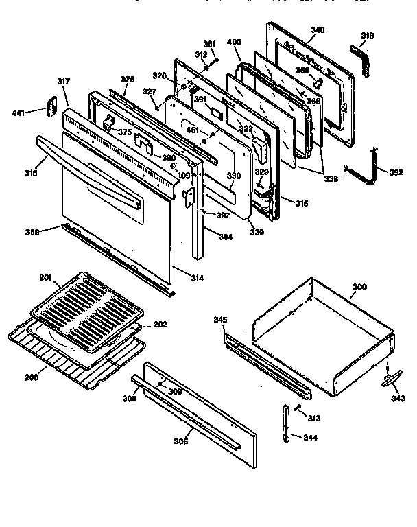 Kenmore 3627586692 door and drawer diagram