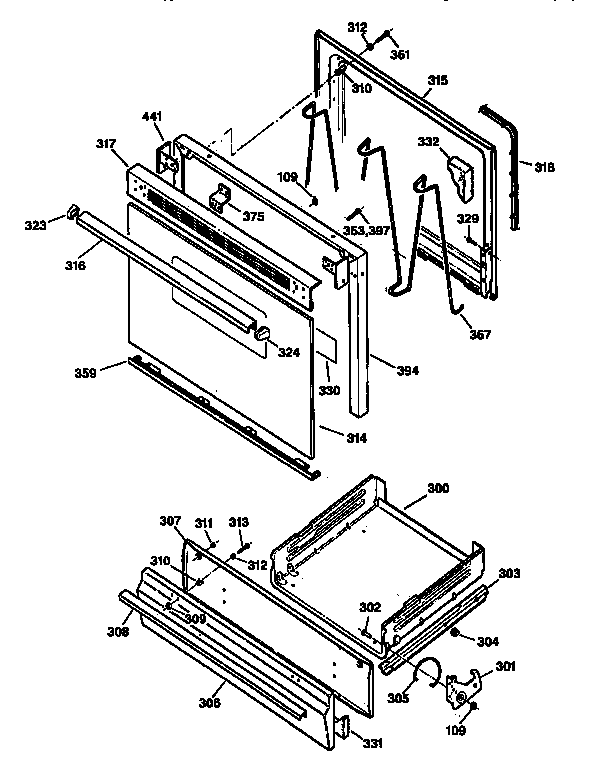 Kenmore 3626125193 door and drawer diagram