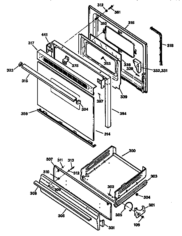 Kenmore 3627275893 door and drawer diagram