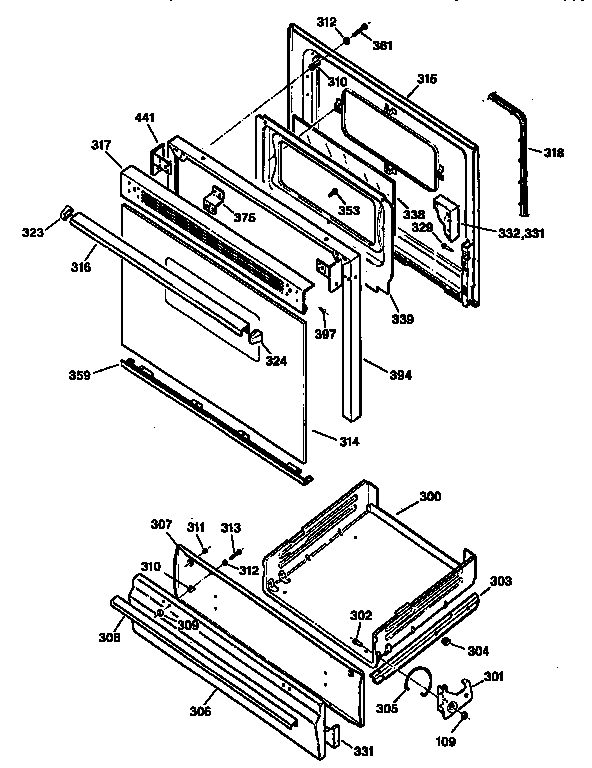 Kenmore 3627175893 door and drawer diagram