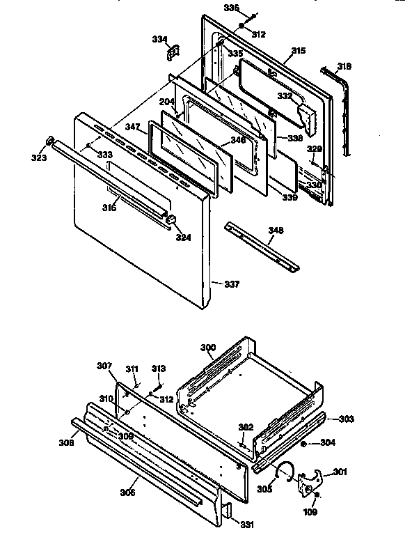 Kenmore 3627516192 door and drawer diagram