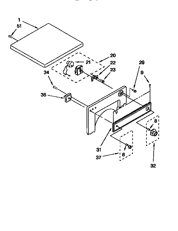Kenmore 11088570800 top and console diagram