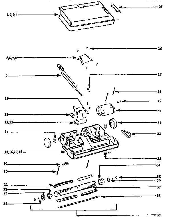 Eureka CV850A nozzle and motor assembly diagram