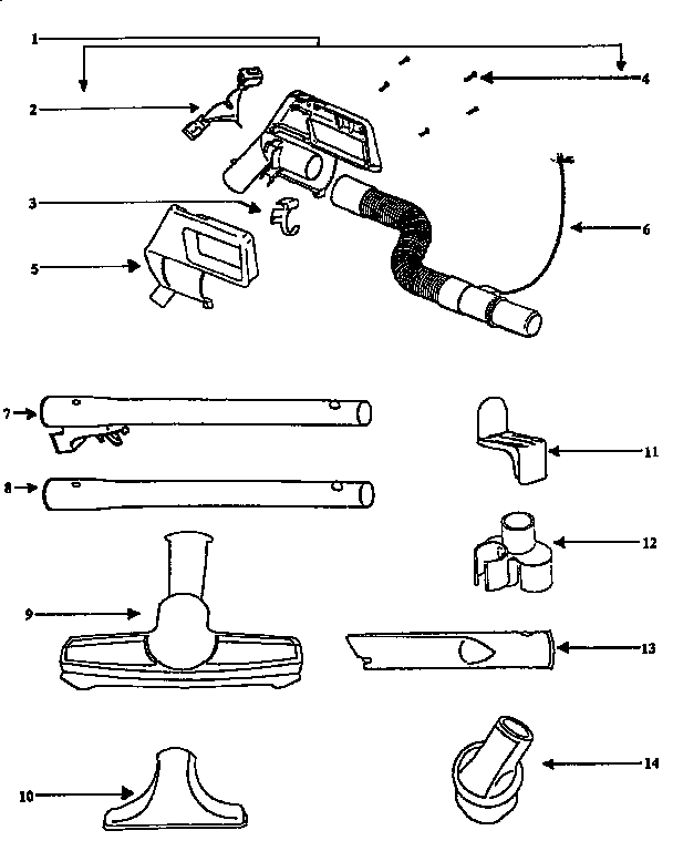 Eureka CV850A attachment parts diagram