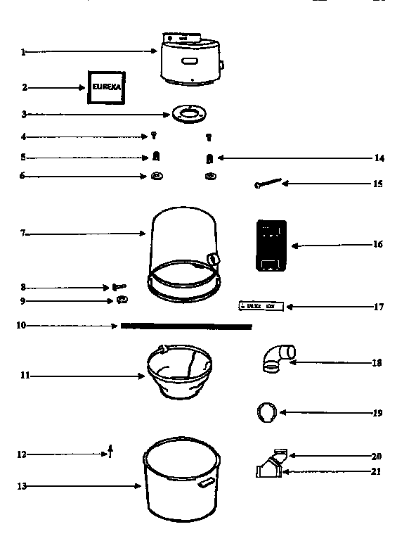 Eureka CV825B unit parts diagram