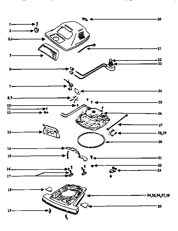 Eureka SC899E base and motor assembly diagram