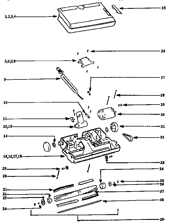 Eureka CV1810B nozzle and motor assembly diagram