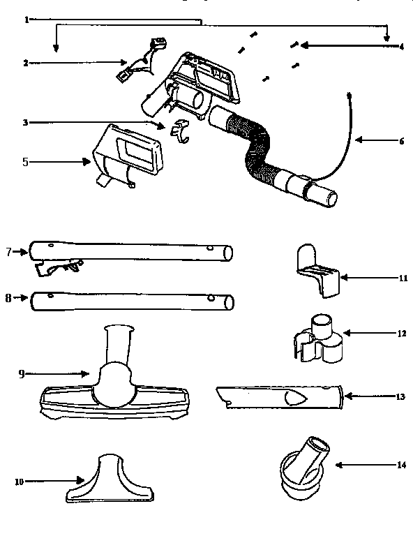 Eureka CV1810B attachment parts diagram