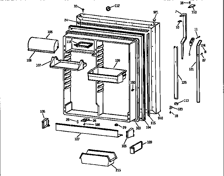 Kenmore 3639762811 fresh food door diagram