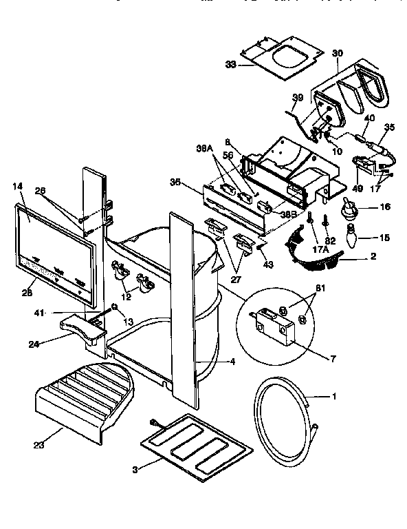 Frigidaire FRS24WSCB2 ice and water dispenser diagram