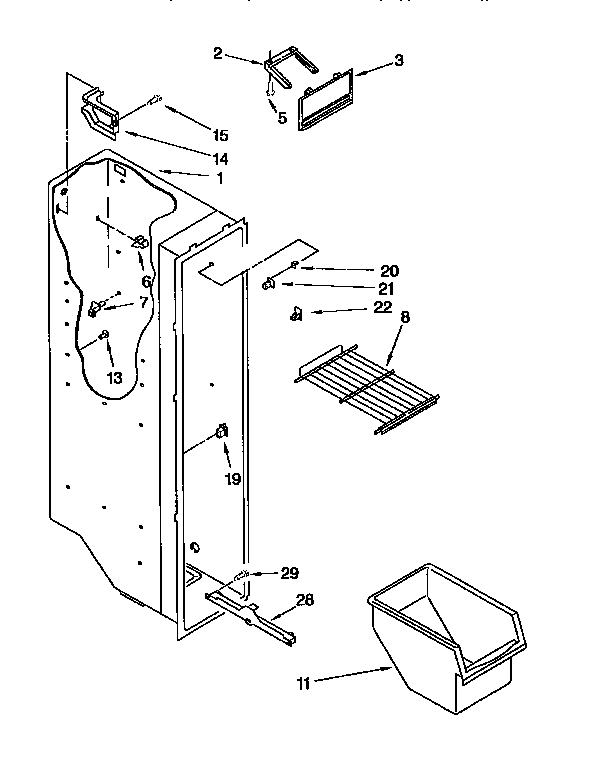 Kenmore 1069550581 freezer liner diagram