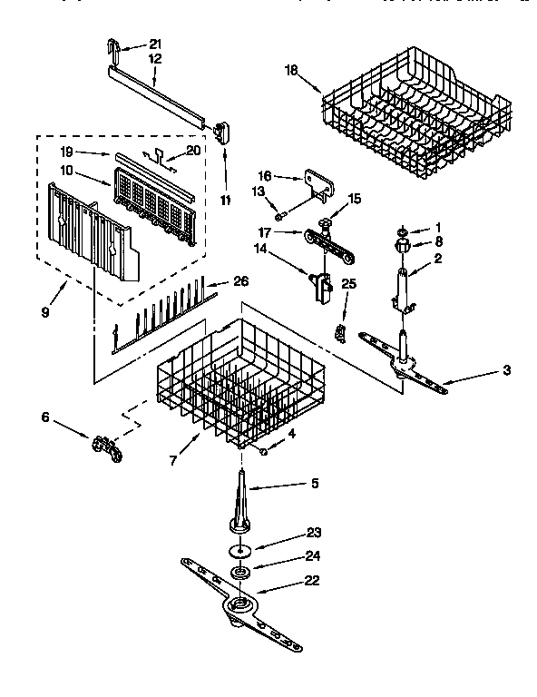 Whirlpool DU935QWDQ0 dishrack diagram