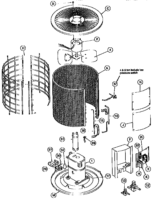 ICP HPS024A2C1 functional replacement parts diagram