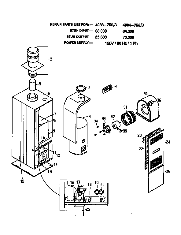 Coleman Evcon 4084-756/B presidential oil gun diagram