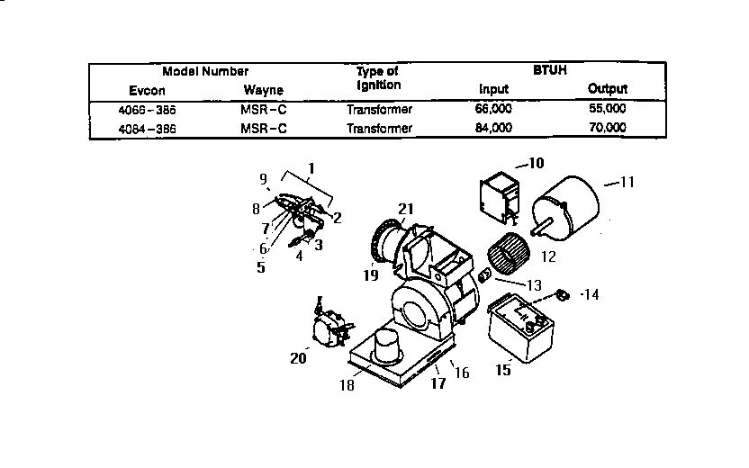 Coleman Evcon 4084-756/B burner diagram