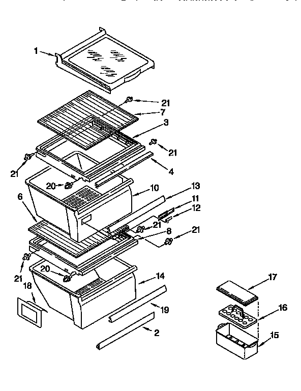 Kenmore 1069550751 refrigerator shelf diagram