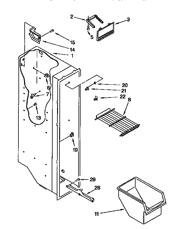 Kenmore 1069550751 freezer liner diagram