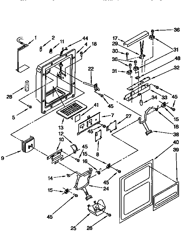 Kenmore 1069550751 dispenser front diagram