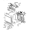 GE GSD4020Y70BB escutcheon and door assembly diagram
