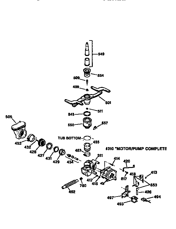 GE GSD4020Y70BB motor-pump mechanism diagram
