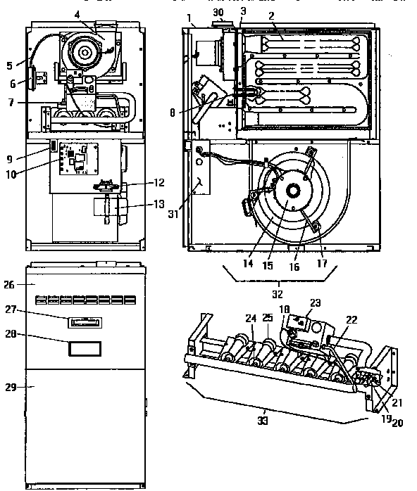 Coleman Evcon AGU12520A functional replacement parts diagram