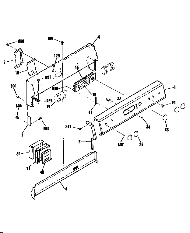Kenmore 91195368591 backguard section diagram
